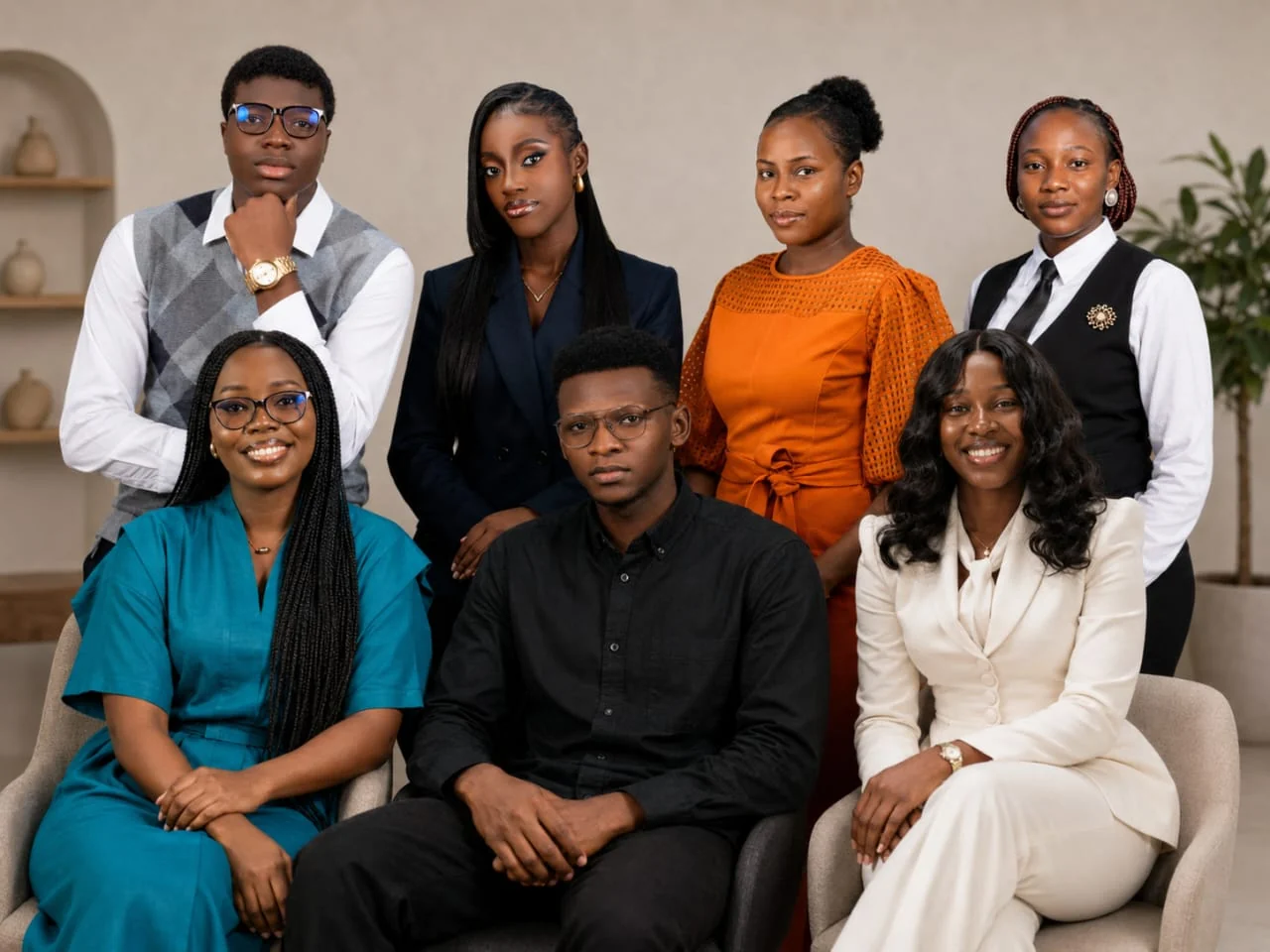 The IADEBAYO Foundation team: Temitope Olamoyegun, Geoffrey Weta, Favour Odedele, Dare Adebayo, Mercy Oisewemen, Feranmi Makinde, Daniel Makinde, and Abigail Banjo